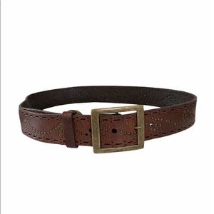 Vintage Brown & Brass Leather Buckle Belt
